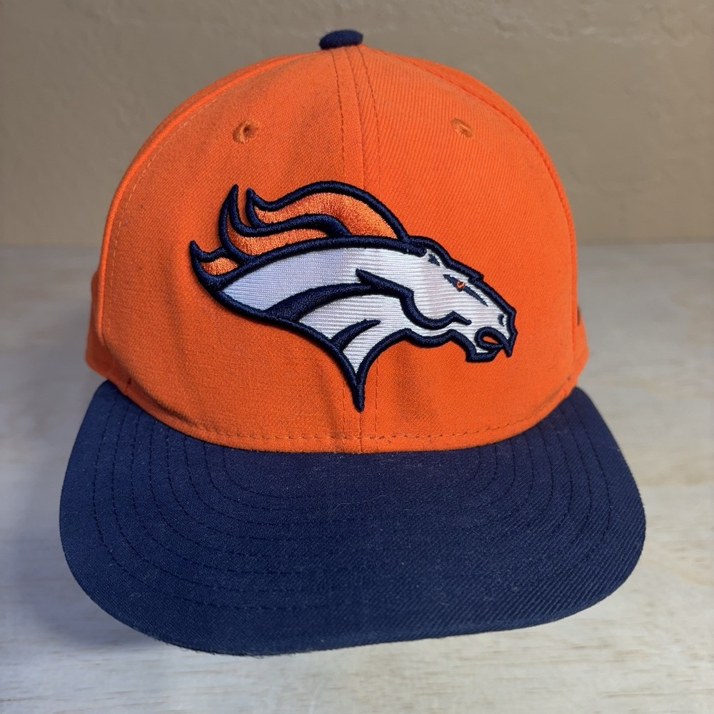 NEW ERA Denver Broncos 59Fifty NFL Football Hat Size 7 5/8 Orange Navy -see Pics